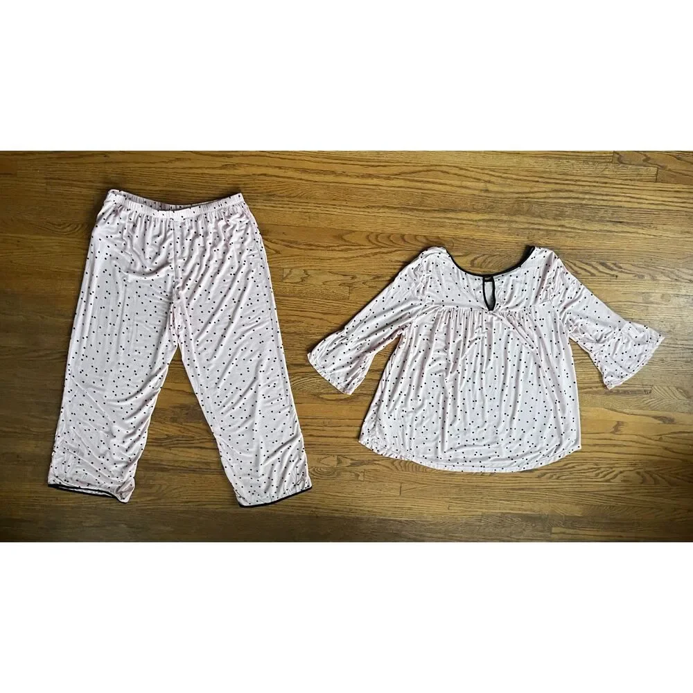 Kate Spade New York Pink Polka Dot Top and Pants Pajama Set  Women's Size Medium